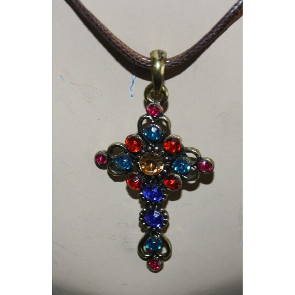 Colorful Cross Necklace Women's Fashion Jewelry  Spiritual Religious Faith - Picture 3 of 4